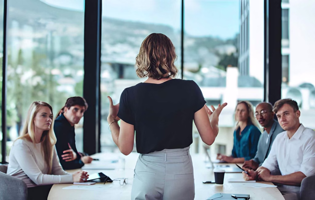 Businesswoman sharing new ideas